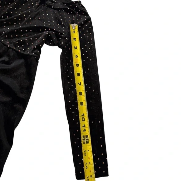 Zara | Kids Black Velvet Metallic Multicolor Dots. Long Sleeve Dress  -Size 7 - Picture 10 of 11